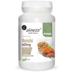 Reishi 400 mg 90 kapsułek Aliness – polisacharydy, beta‑glukany, triterpeny, ekstrakt z owocników Ganoderma lucidum