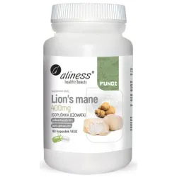 Lion’s Mane 400 mg 90 kapsułek Aliness – soplówka jeżowata, polisacharydy, beta‑glukany, ekstrakt z Hericium erinaceus
