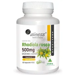 Rhodiola rosea 500 mg – 60 kapsułek Aliness – ekstrakt z różeńca górskiego (Rhodiola rosea) standaryzowany na 3% rozawin i 1% salidrozydu