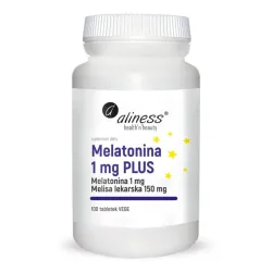 Melatonina 1 mg Plus – 100 tabletek Aliness – Melatonina + Ekstrakt z Melisy Lekarskiej (Melissa officinalis)