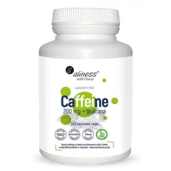 Caffeine 200 mg z guaraną – 100 kapsułek Aliness Kofeina bezwodna + ekstrakt z guarany (Paullinia cupana)