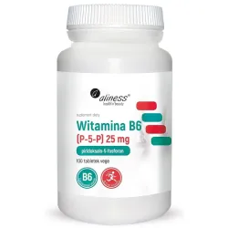 Witamina B6 (P‑5‑P) 25 mg – 100 tabletek Aliness Pirydoksalo‑5‑fosforan – aktywna forma witaminy B6