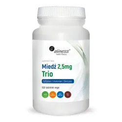 Miedź Trio 2,5 mg – 100 Vege tabletek Aliness Kompleks trzech form miedzi — dla zachowania naturalnych procesów organizmu