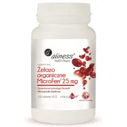 Żelazo organiczne MicroFerr® 25 mg – 100 tabletek Aliness Zaawansowana, organiczna forma żelaza – technologia MicroFerr®