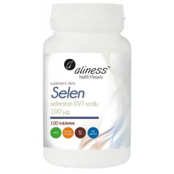 Selen – Selanian (IV) sodu 100 µg – 100 tabletek Aliness Nieorganiczna forma selenu – czysta, precyzyjna suplementacja mikroelementu