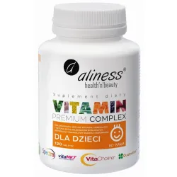 Vitamin Premium Complex dla dzieci 120 tabletek do ssania Aliness – Spectra™, witamina E, B12 (metylokobalamina), K2 VitaMK7®