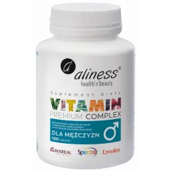 Vitamin Premium Complex dla mężczyzn 120 tabletek Aliness – Spectra™, witamina E (D‑alfa‑tokoferol), B12 (metylokobalamina), K2 VitaMK7