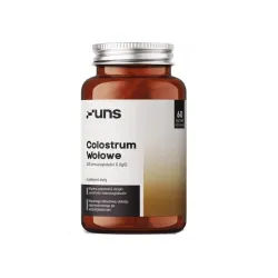 UNS Colostrum Wołowe – kompleks wspierający odporność i jelita: colostrum wołowe (młodziwo bydlęce), 40% immunoglobulin IgG, siarka bydlęca – 60 kapsułek