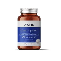 UNS Czarci Pazur – kompleks roślinny wspierający układ ruchu: czarci pazur (Harpagophytum procumbens), 5% alkaloidów, BioPerine® – 60 kapsułek
