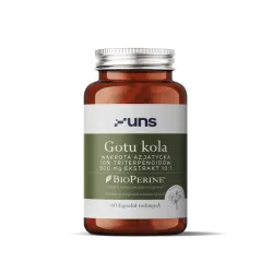 UNS Gotu Kola 500 mg – roślinne wsparcie funkcji poznawczych i krążenia: wąkrota azjatycka (Centella asiatica L.), 10% triterpenoidów, BioPerine® – 60 kapsułek