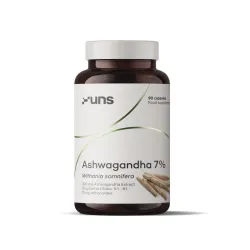 UNS Ashwagandha 7% 300 mg – adaptogen wspierający równowagę i odporność na stres: ashwagandha (Withania somnifera), 7% witanolidów – 90 kapsułek