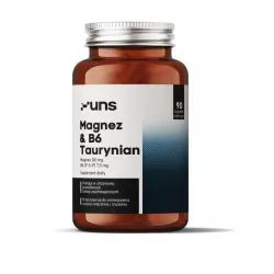 UNS Taurynian Magnezu + B6 – wsparcie układu nerwowego i funkcji mięśni: magnez (taurynian magnezu), witamina B6 (P‑5‑P – 5‑fosforan pirydoksalu) – 90 kapsułek