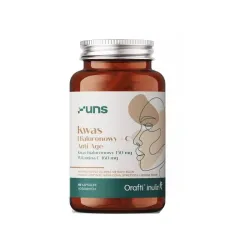 UNS Kwas Hialuronowy + Witamina C – wsparcie skóry, stawów i syntezy kolagenu: hialuronian sodu, witamina C (kwas L‑askorbinowy), witamina B5 (D‑pantotenian wapnia) – 60 kapsułek