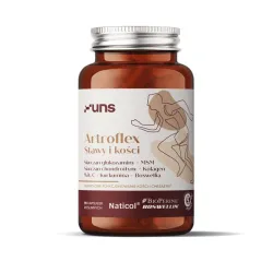 UNS Artroflex – wsparcie stawów, kości i elastyczności aparatu ruchu: siarczan glukozaminy, siarczan chondroityny, kolagen morski, MSM, witamina C, Boswellin®, Curcumin C3® – 90 kapsułek