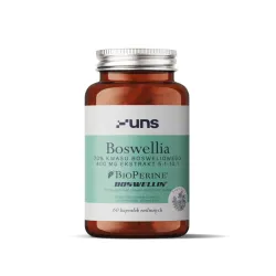 UNS Boswellia 400 mg – roślinne wsparcie stawów i komfortu ruchu: kadzidłowiec indyjski (Boswellia serrata), BioPerine® – 60 kapsułek