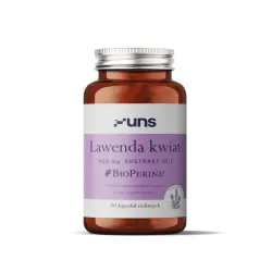 UNS Lawenda 400 mg – wsparcie relaksu, wyciszenia i komfortu nerwowego: ekstrakt z kwiatów lawendy (Lavandula angustifolia), BioPerine® – 60 kapsułek