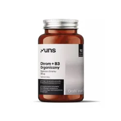 UNS Chrom Organiczny + Witamina B3 – wsparcie metabolizmu i gospodarki węglowodanowej: chrom (pikolinian chromu), witamina B3 (niacyna) – 90 kapsułek