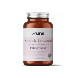UNS Kozłek Lekarski 500 mg – wsparcie relaksu i naturalnego wyciszenia: ekstrakt z kozłka lekarskiego (Valeriana officinalis), BioPerine® – 60 kapsułek