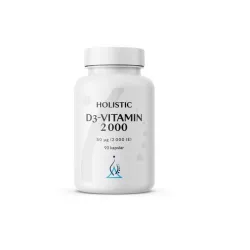 Holistic Witamina D3 2000 IU – wsparcie odporności, kości i mięśni: witamina D3 (cholekalcyferol z lanoliny) – 90 kapsułek