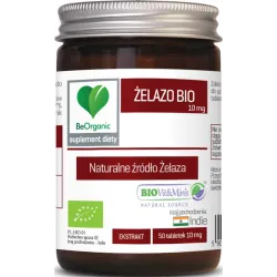 Żelazo BIO 10 mg 50 tabletek BeOrganic Medicaline Ekologiczny ekstrakt z liści curry Bergera koenigii