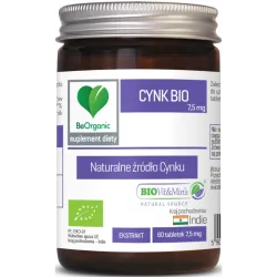 Cynk BIO 7,5 mg 60 tabl. BeOrganic Medicaline ekstr. z liści bazylii Ocimum sanctum shiitake Lentinula edodes