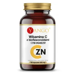 Witamina C z bioflawonoidami + Cynk Organiczny 90 kaps. Yango  L-askorbinowy pikolinian cynku Citrus sinensis