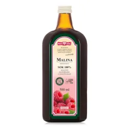Sok z malin 500ml Polska Róża 100% tłoczony bezpośrednio z owoców mnalin rubus idaeus