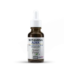 Witamina ADEK krople 30ml Natur Planet ekwiwalent retinolu cholekalcyferol ekwiwalent alfa-tokoferolu menachinon-7