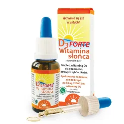 Witamina słońca D3 FORTE w kroplach 20 ml cholekalcyferol olej słonecznikowy tokoferol naturalna witamina d