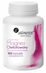 Magnez Chelatowany 125 mg + Witamina B6 (P-5-P) – Aliness – 100 kapsułek
