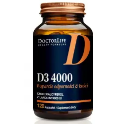 Witamina D3 4000IU - 120 kaps. DoctorLife cholekalcyferol z lanoliny