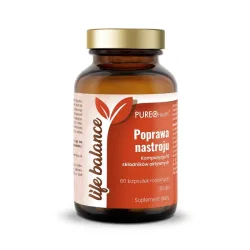 Life Balance Poprawa nastroju 60 kaps. Pureo Health L-tryptofan różeniec górski Ashwagandha  cholina