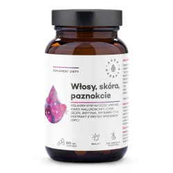 Włosy Skóra Paznokcie 60 kaps. Aura Herbals - kolagen rybi NatiCol kwas hialuronowy cynk selen biotyna wit. C E