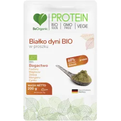 Białko dyni BIO w proszku 200g BeOrganic fosfor magnez żelazo mangan cynk blonnik pokarmowy