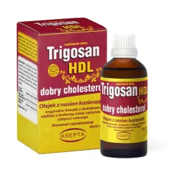 Trigosan HDL 30ml Asepta dobry cholesterol olej z nasion kozieradki olejek z kurkumy trawa cytrynowa