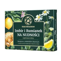 Imbir i Rumianek NA NUDNOŚCI 12 pastylek do ssania Herbal Monasterium rumianek imbir mięta