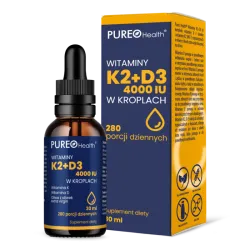 Witamina K2 + D3 - 30ml Pureo Health menachinon-7 cholekalcyferol octan-d-alfa-tokofery