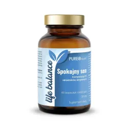 Life Balance Spokojny sen 60 kaps. Pureo Health melatonina melisa l-teanina szafran ashwagandha