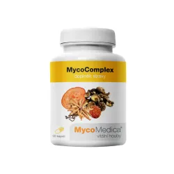 MycoComplex 90 kaps. MycoMedica Cordyceps maczużnik chiński Cordycpes sinensis Reishi Lakownica żółtawa Ganoderma lusidum