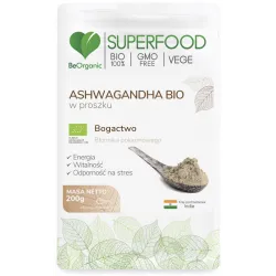 Ashwagandha Bio w proszku 200g BeOrganic żeń-szeń indyjski withania somnifera