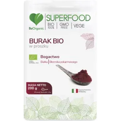 Burak bio w proszku 200g BeOrganic białka błonnik pokarmowy beta vulgaris