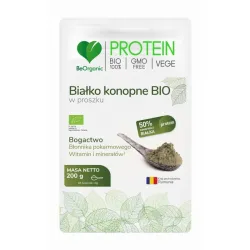 Białko konopne BIO w proszku 200g BeOrganic magnez błonnik pokarmowy