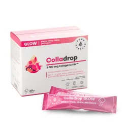 Colladrop Glow 30 saszetek 5000mg kolagenu HM Aura Herbals hydrolizowany kolagen kwas hialuronowy biotyna selen cynk wit. C E