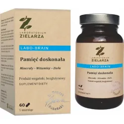 Labo-Brain Pamięć doskonała 60 kaps. Laboratorium Zielarza jod witamina C D B1 B2 B6 B12 niacyna guarana wąkrotka różeniec
