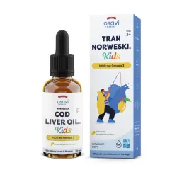 Tran Norweski Kids 50ml Osavi olej z wątroby dorsza omega-3 Kwas EPA DHA palmitynian retinylu