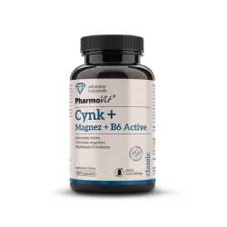 Cynk + Magnez + B6 Active 120 kaps. PharmoVit cytrynian cynku cytrynian magnezu B6 pirydoksalo-5-fosforan