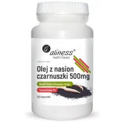 Olej z nasion czarnuszki 500 mg 120 kaps. Black Cumin Ethiopian origin Tymochinon 2%  Aliness Nigella sativa