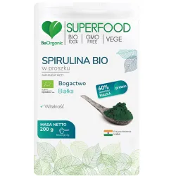 Spirulina BIO w proszku 200g BeOrganic Arthrospira platensis