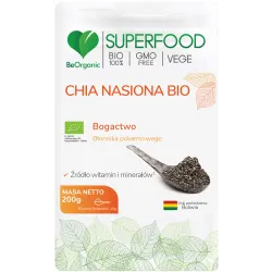 Chia nasiona bio 200g BeOrganic szałwia hiszpańska Salvia hispanica błonnik pokarmowy