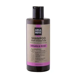 Szampon nawilżający do włosów 300ml ArgaNove olej arganowy róża damasceńska kaolin argan & rose